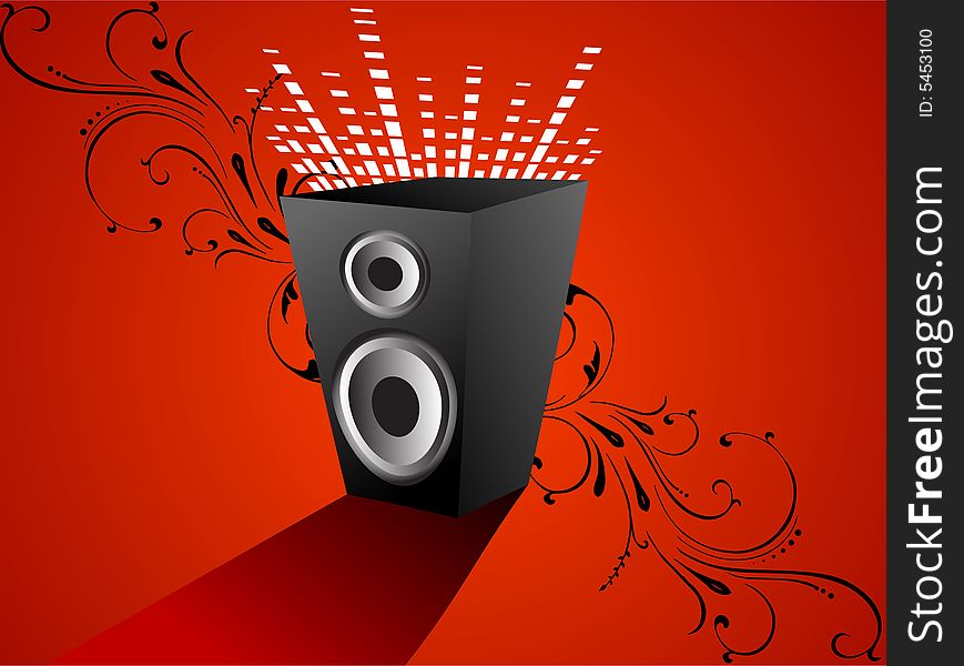 Sound box on floral background