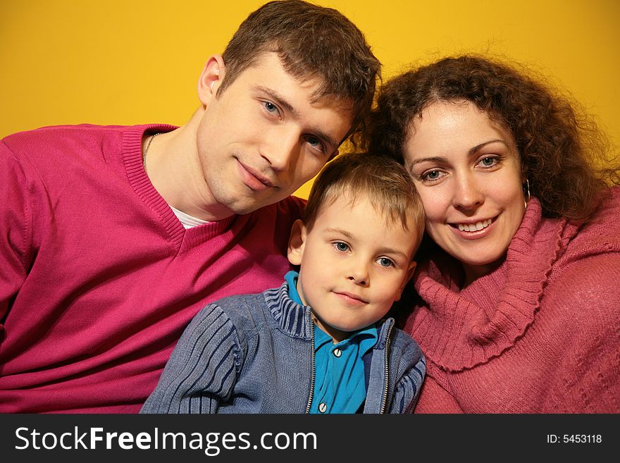 Family On Yellow Background