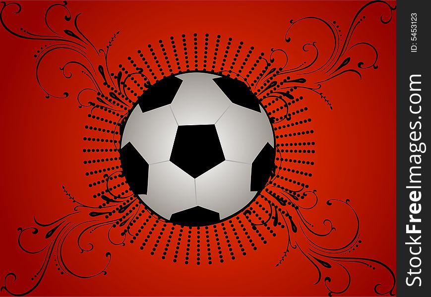 The football on floral background