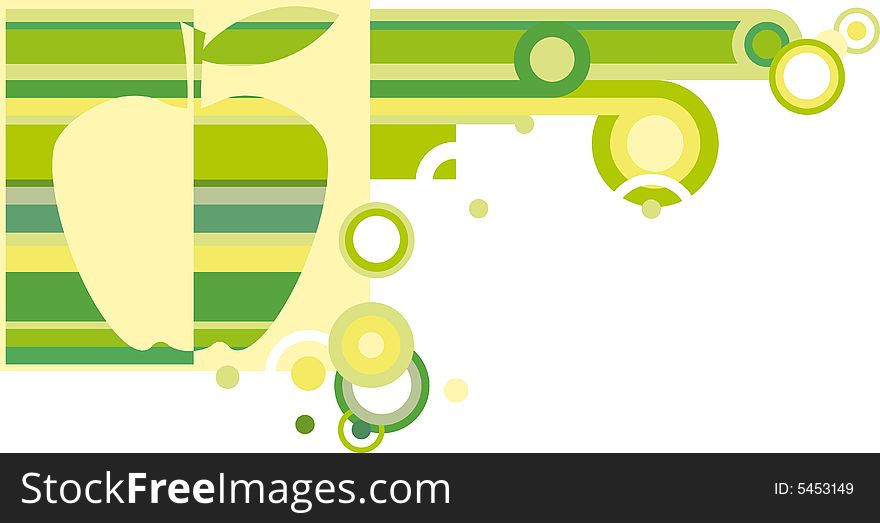 Green apple background. Vector, abstract illustration.