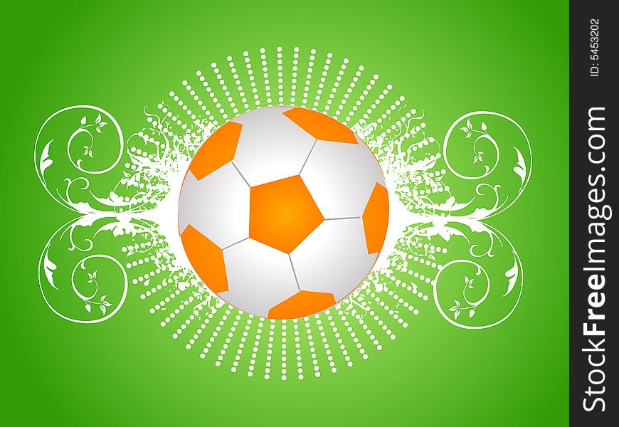 The football on floral background