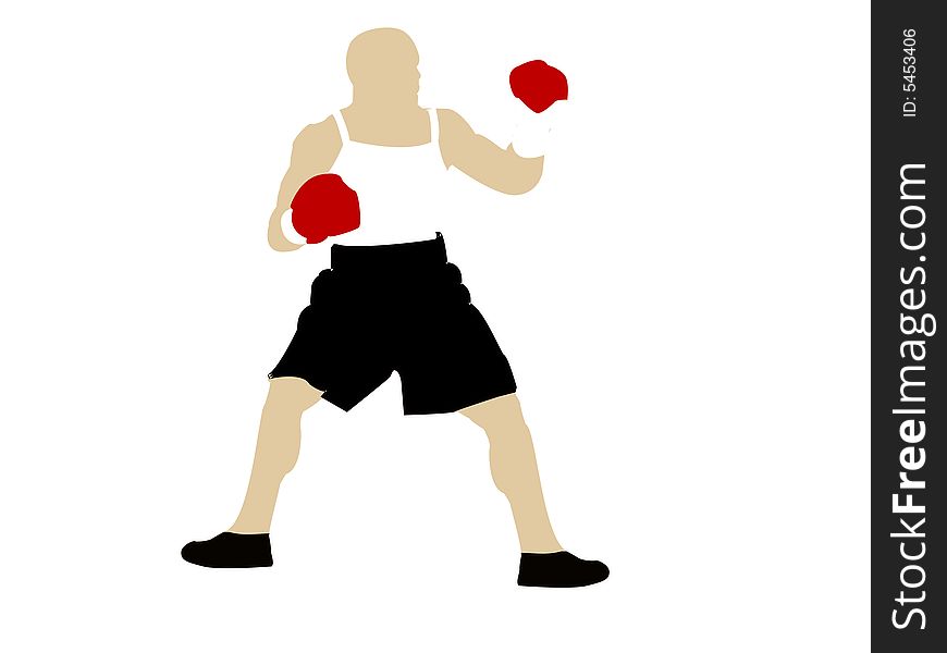 Boxing male on isolated background