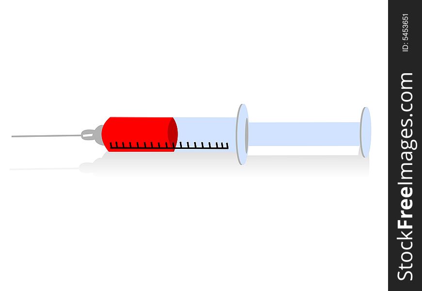 Single syringe on isolated background