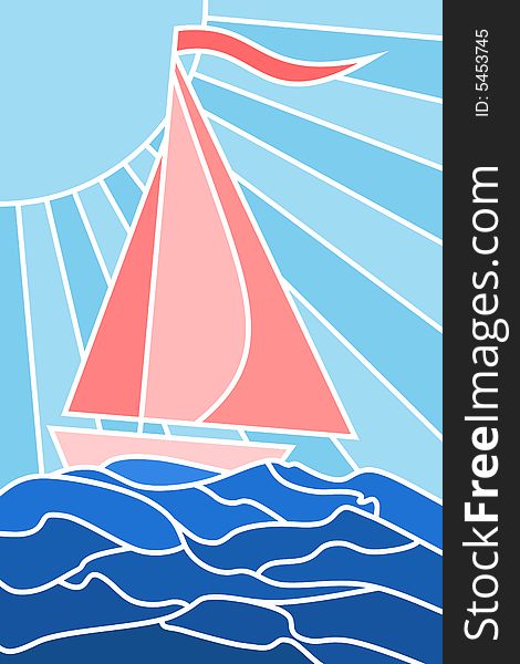 Vector illustration of sailing yacht