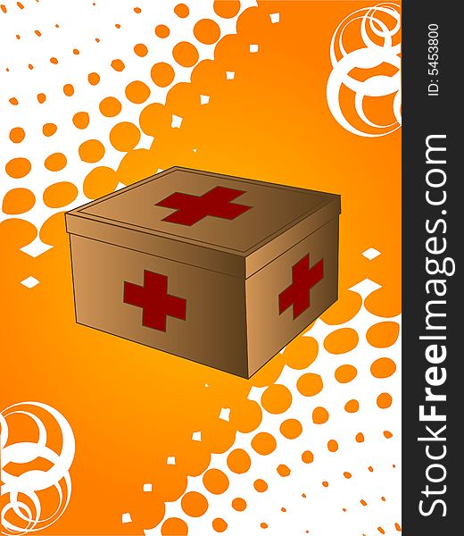 Medical box on halftone background