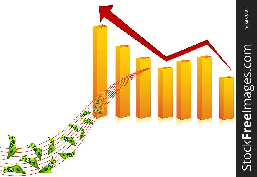 Rising finance graph on isolated background