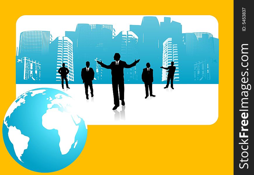 Global businessmen on buildings looking for success