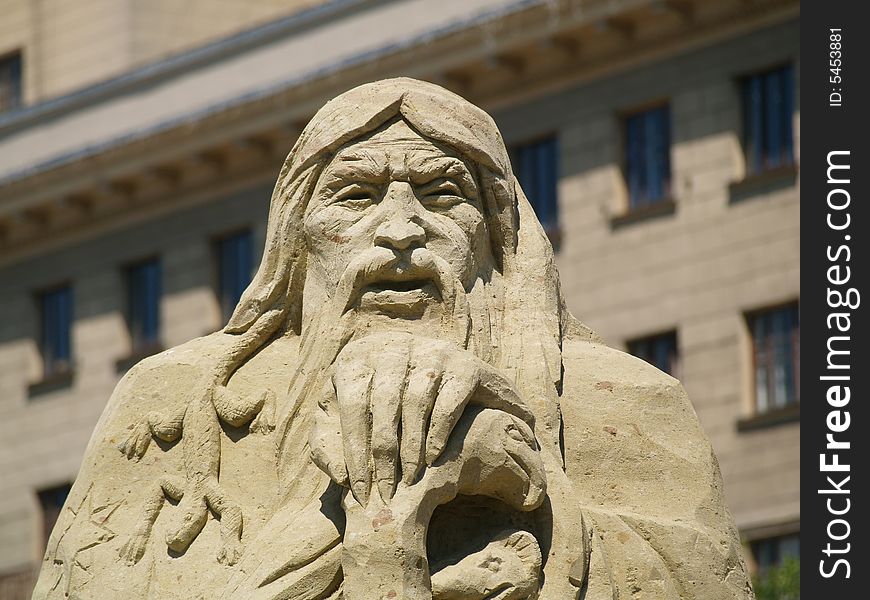 Sculptures of sand for children in Kharkiv at the square of the city's largest and Europe - Liberty Square. Sculptures of sand for children in Kharkiv at the square of the city's largest and Europe - Liberty Square