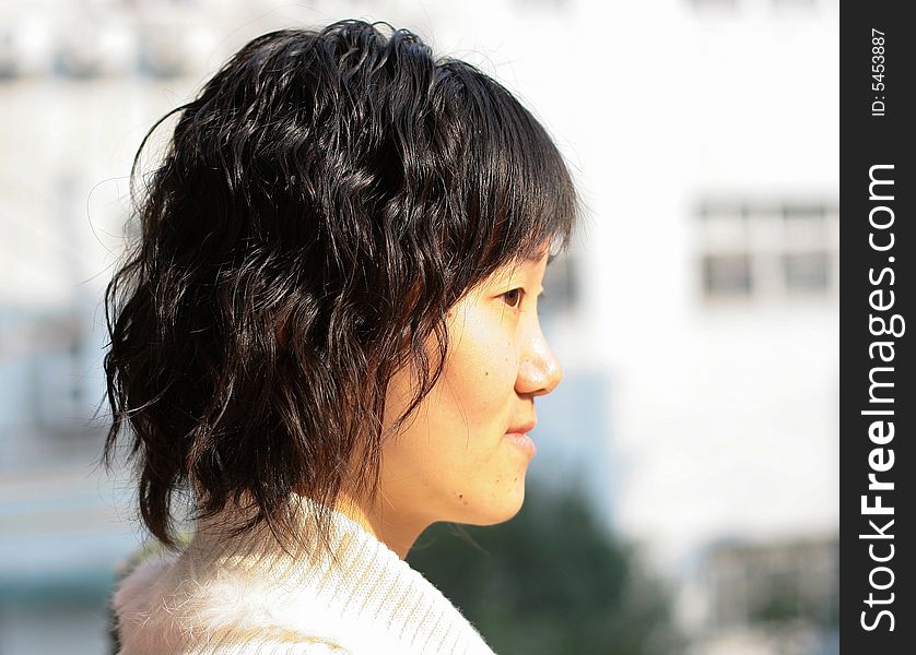 A Chinese girl with short hair.