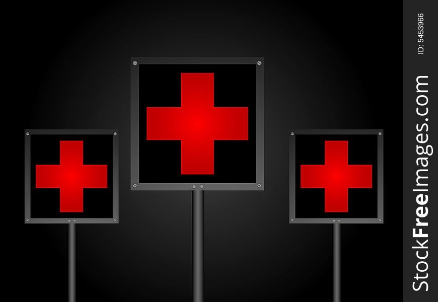 Medical boards on dark background