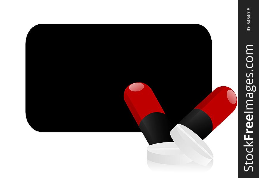 Capsules and tablets on isolated dark background