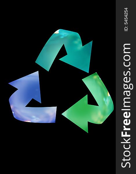 Recycle icon illustration on black background