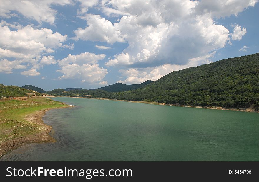 Lake with blue cloudy sky, Bulgaria. Lake with blue cloudy sky, Bulgaria