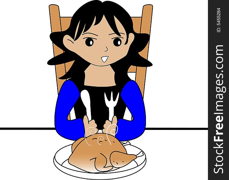 Vector illustration of a girl ready to eat. Vector illustration of a girl ready to eat