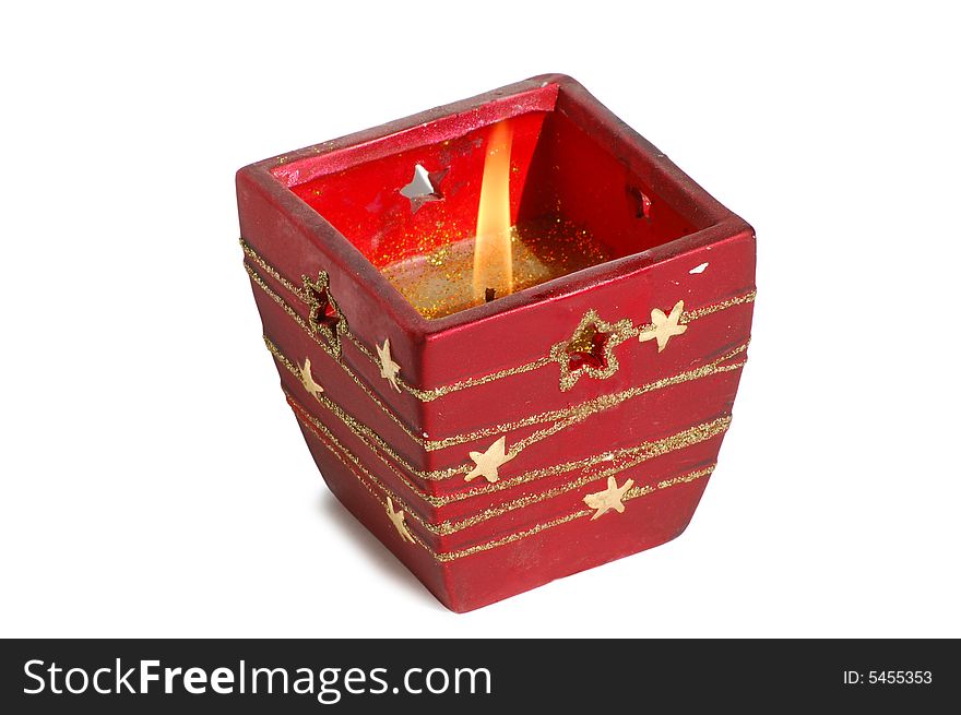 Candle for celebrate with ornate- gold stars.