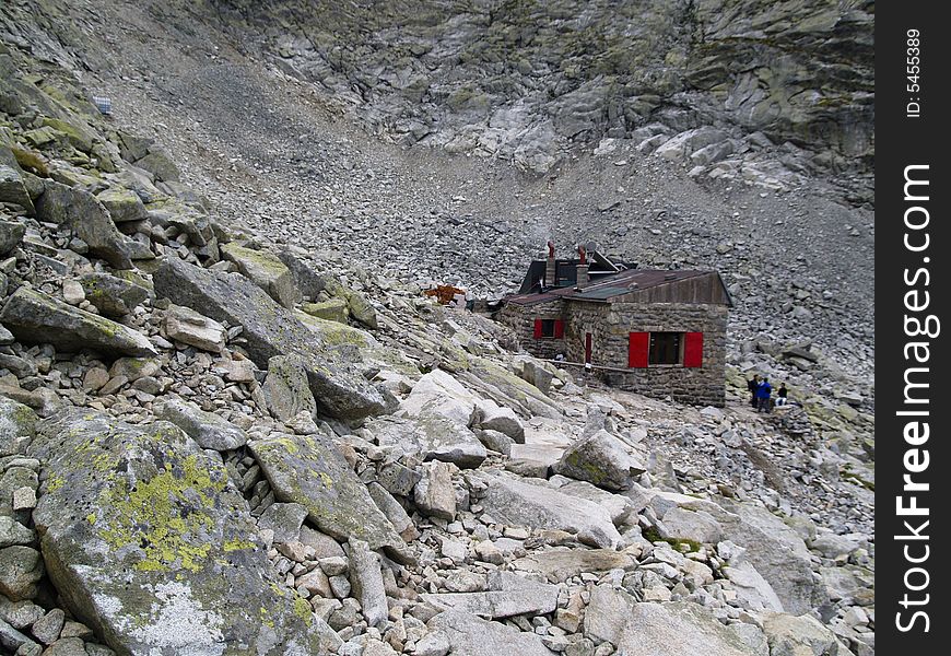 Small stony mountain shelter in slovakia tatras. Small stony mountain shelter in slovakia tatras.