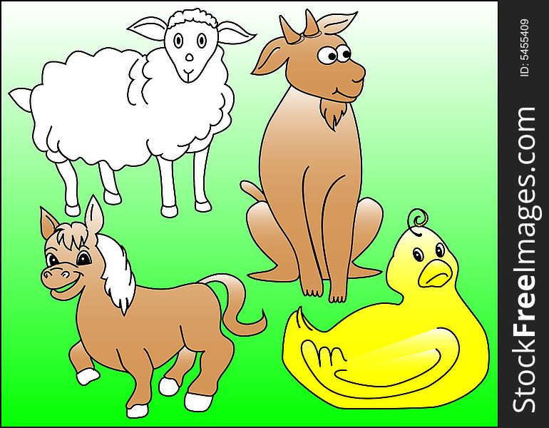 Vector illustration of farm animals