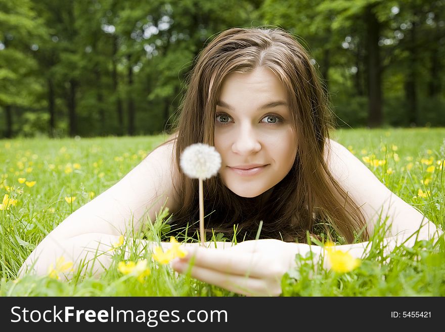 Summer Time. Young Woman Outdoors.