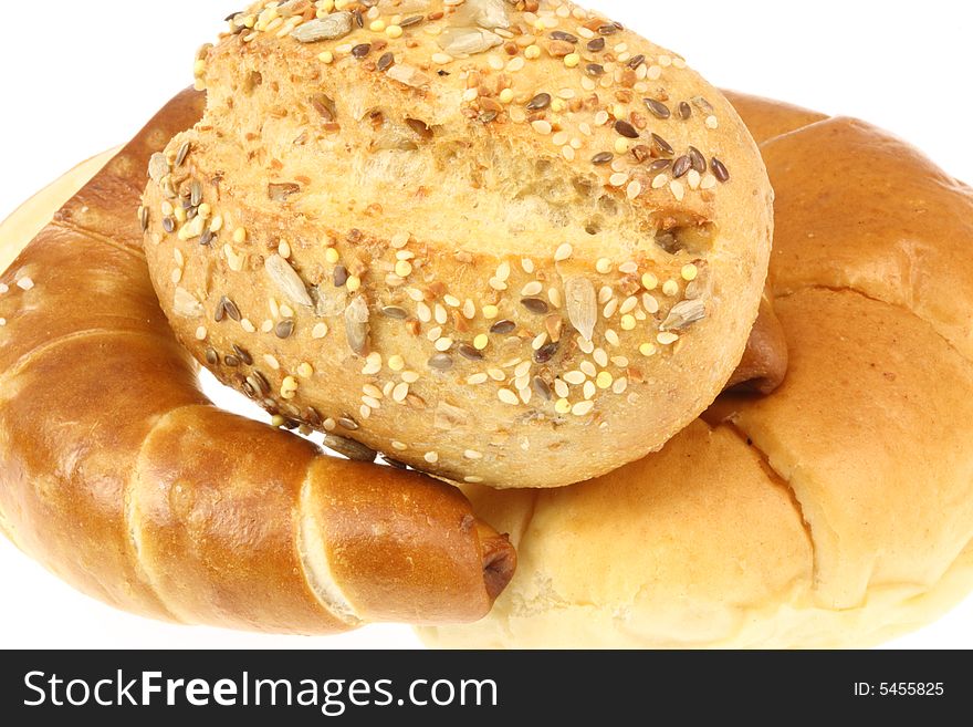 Bread rolls isolated on a white background. Bread rolls isolated on a white background.