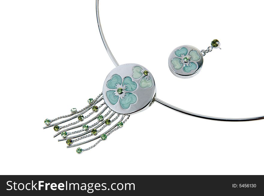 Modern costume jewellery on a white background