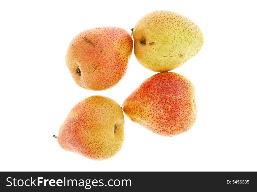 Four pears on a white background. Four pears on a white background.