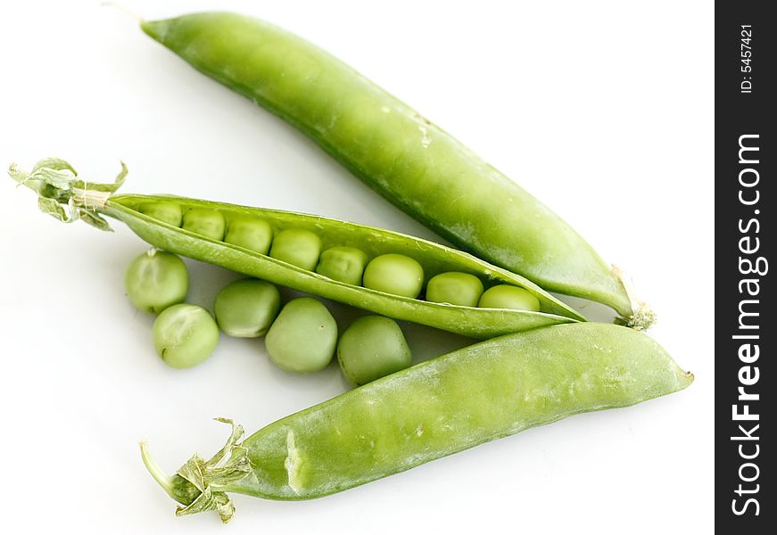Fresh green peas in a pod