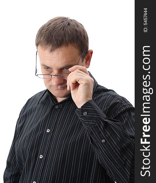 Businessman in dark blue shirt