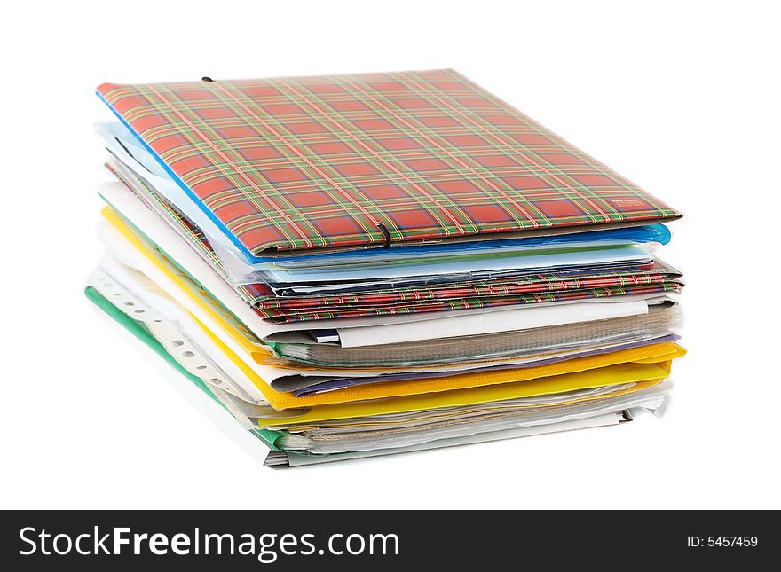 Stack of folders isolated on white background