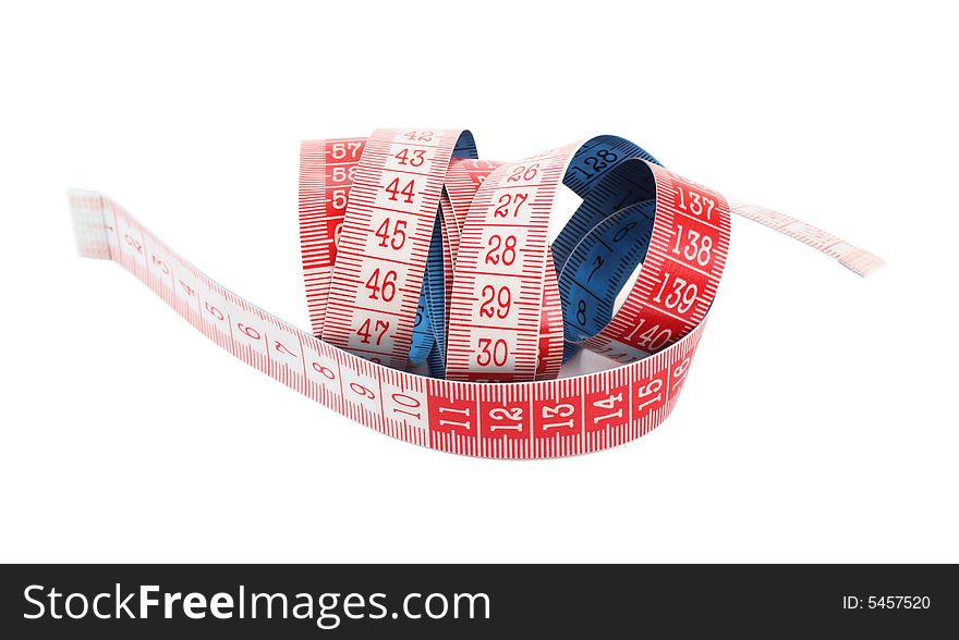 Tailor's measuring tape isolated on white