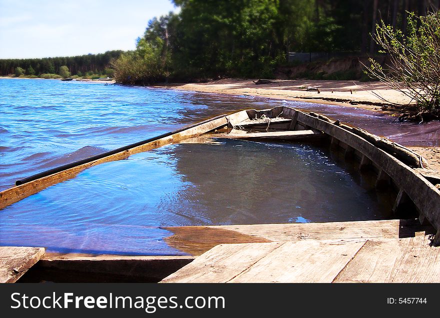 Ship-wreck, aground near the island