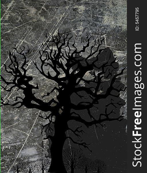 Abstract grunge background with tree
