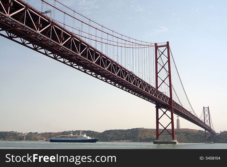 Large bridge over tagus river in Lisbon