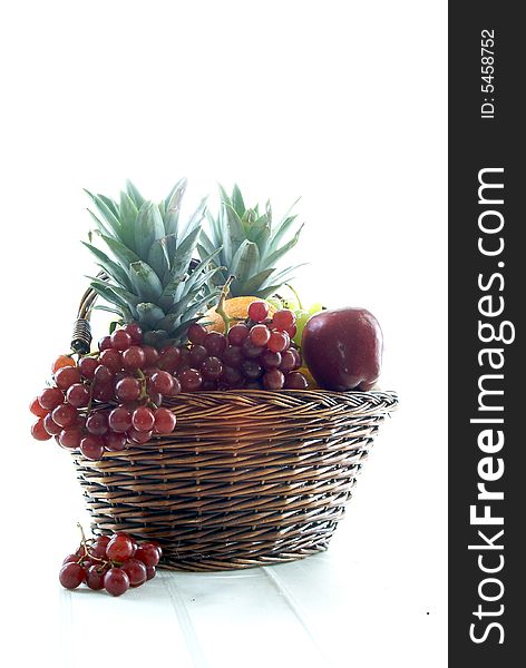Fruit basket with apples and grapes, and more. Fruit basket with apples and grapes, and more