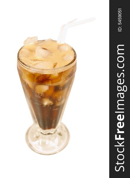 Black refreshing cocktail with cola and ice. Black refreshing cocktail with cola and ice