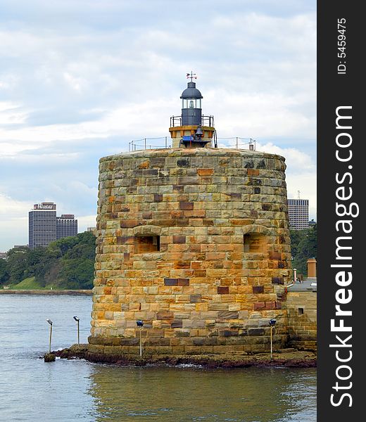 This is a close up of fort denison gun tower. The fort guarded sydney harbour from invasion and then was used as prison for convicts.Bad prisoners were chained to the outside walls for punishment and at high tied crabs would start to eat them wich is why it's nickname is pinch gut.