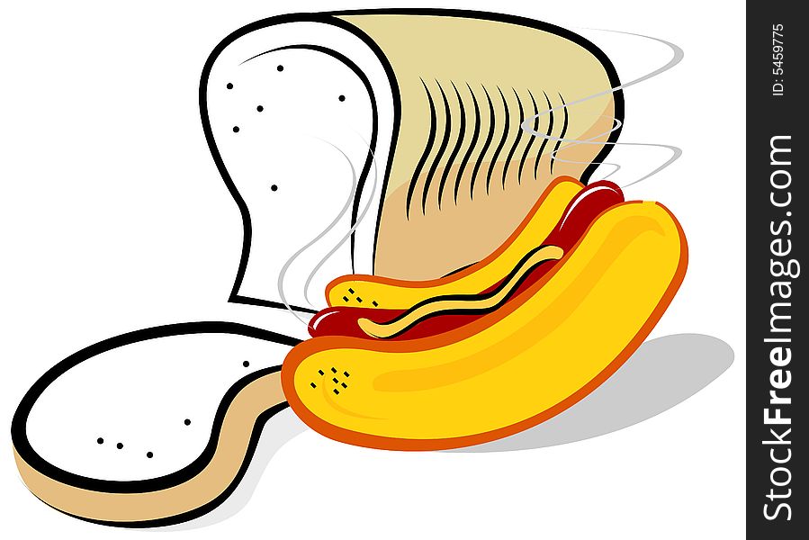 Illustration for the Bread and a hot dog. Illustration for the Bread and a hot dog