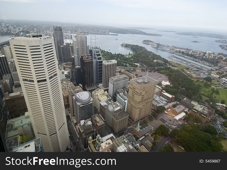 Sydney city aerial view