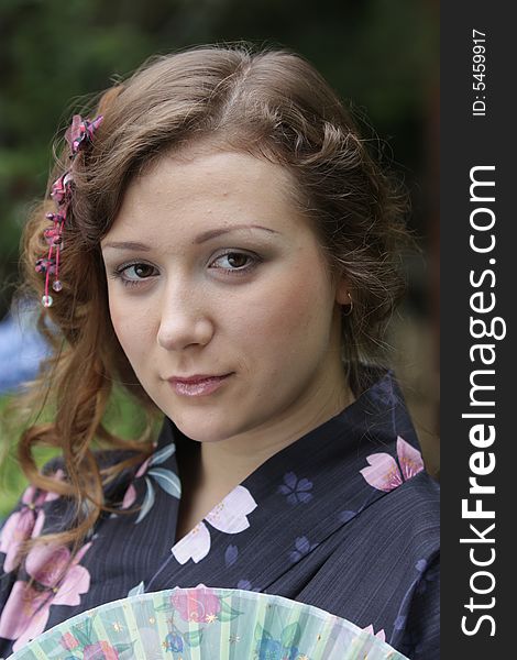 Girl Portrait, Yukata Festival. Hiroshima, Japan.