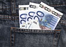Euro Pocket Money In Blue Jeans Stock Photo Euro Pocket Money In Blue Jeans Stock Photo