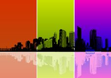 City With Colored Strips. Vector Royalty Free Stock Photos City With Colored Strips. Vector Royalty Free Stock Photos