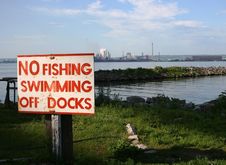 No Swimming Or Fishing Near Industry Stock Photography No Swimming Or Fishing Near Industry Stock Photography