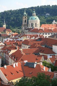 St. Nicholas Church With Lesser Town. Stock Photos St. Nicholas Church With Lesser Town. Stock Photos