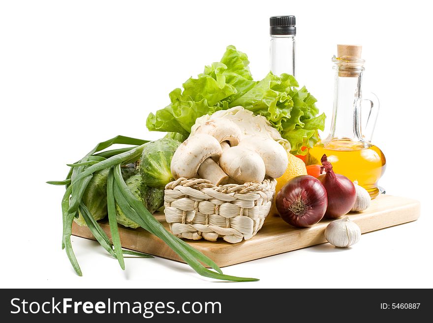 Fresh vegetables isolated on a white background.