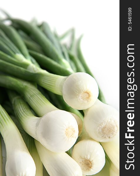 Fresh onions on white background