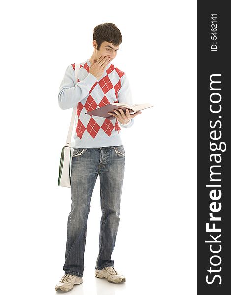 The young student isolated on a white background