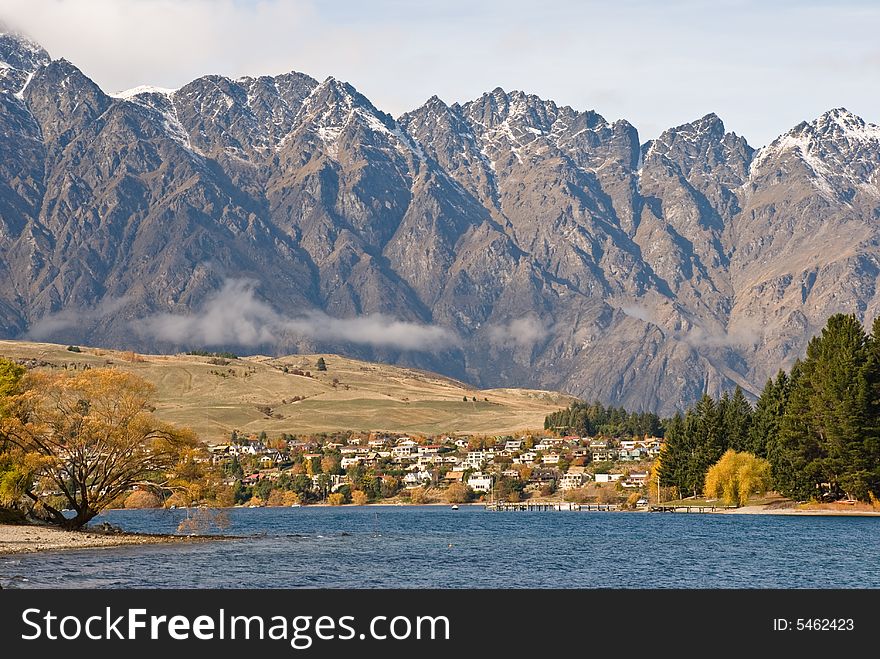 Autumn colors at The Remarkables, Lake Wakatipu, Central Otago, New Zealand