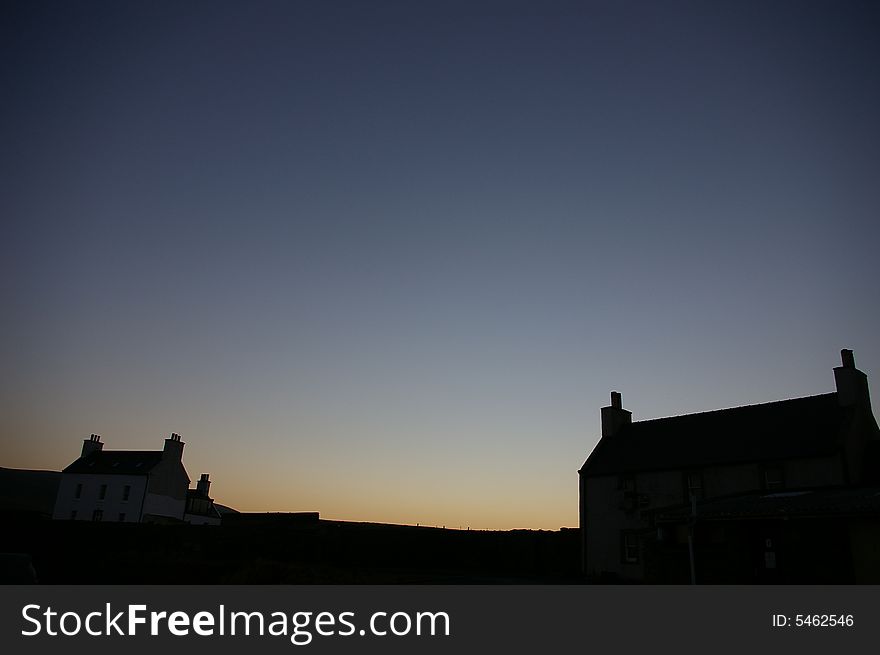 Shetland Houses At Sunset