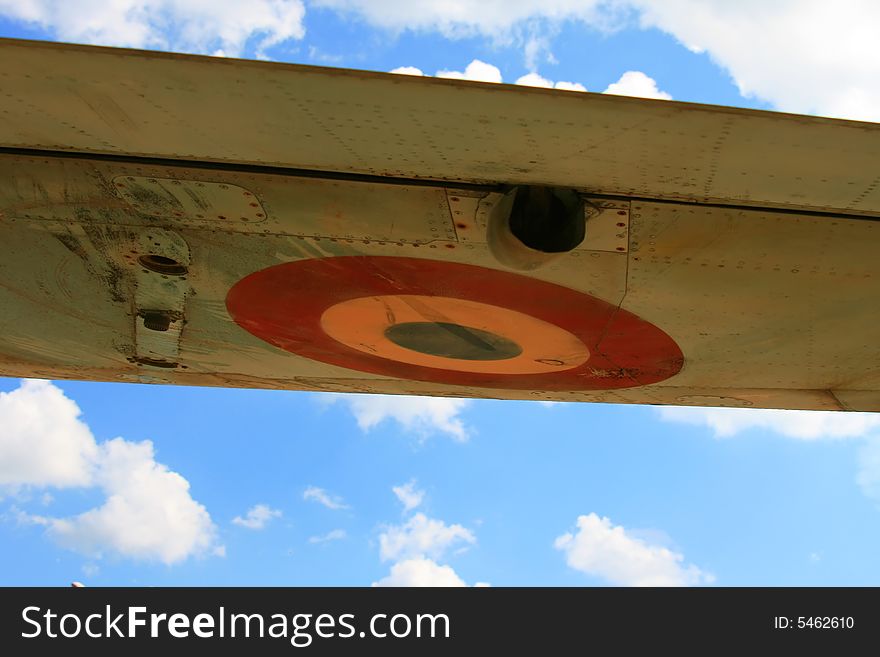 Mig 21 wing against the blue sky. Mig 21 wing against the blue sky