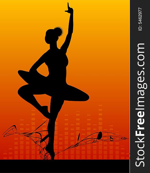 Lady performing ballet dance on equalizer background. Lady performing ballet dance on equalizer background