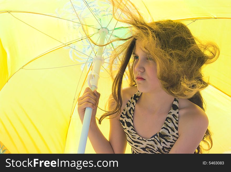 Girl and umbrella for your design